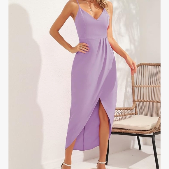 CMZ2005 Sexy V Neck Backless Maxi Sleeveless Spaghetti Straps Cocktail Dress - Picture 4 of 14